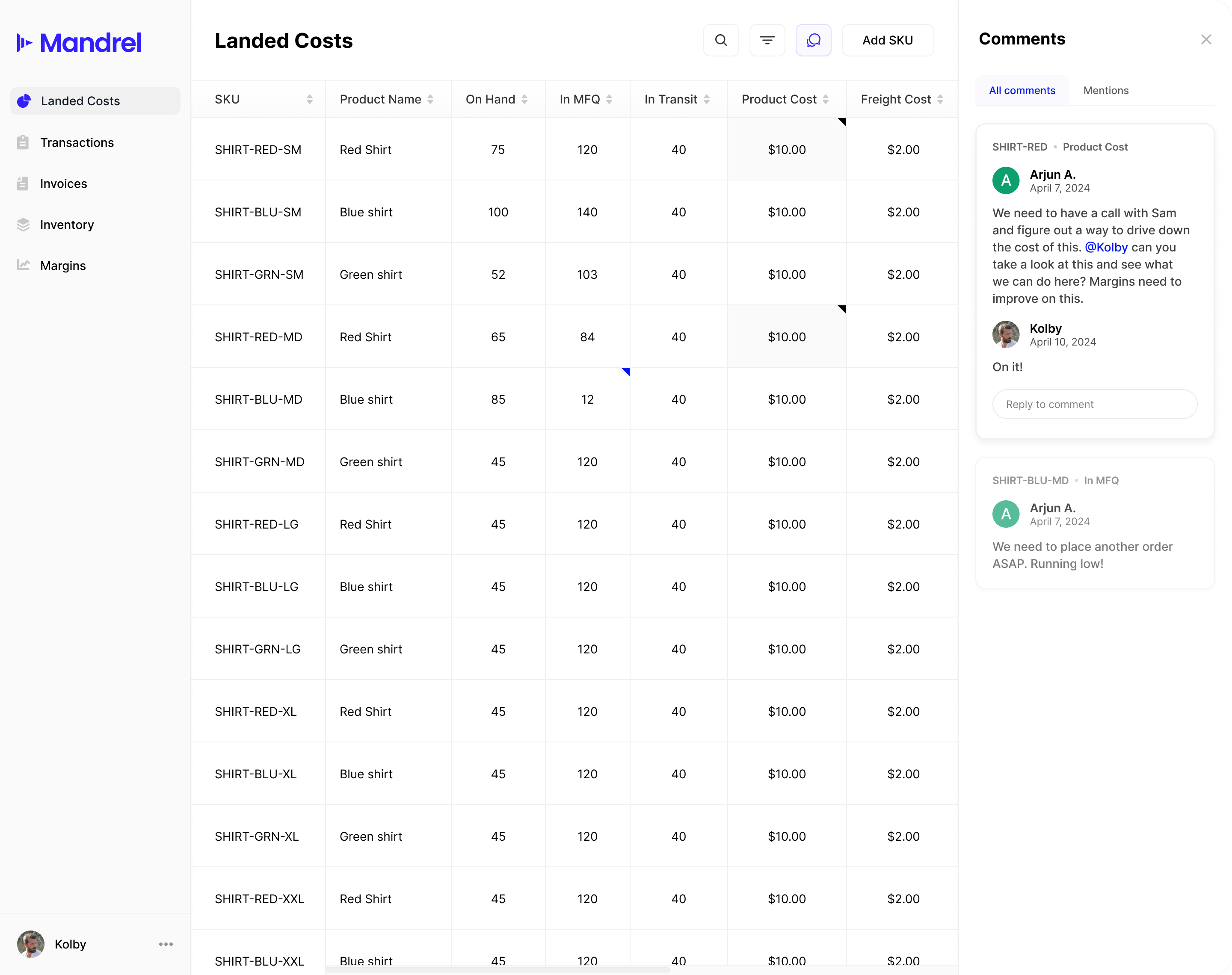 Landed Costs