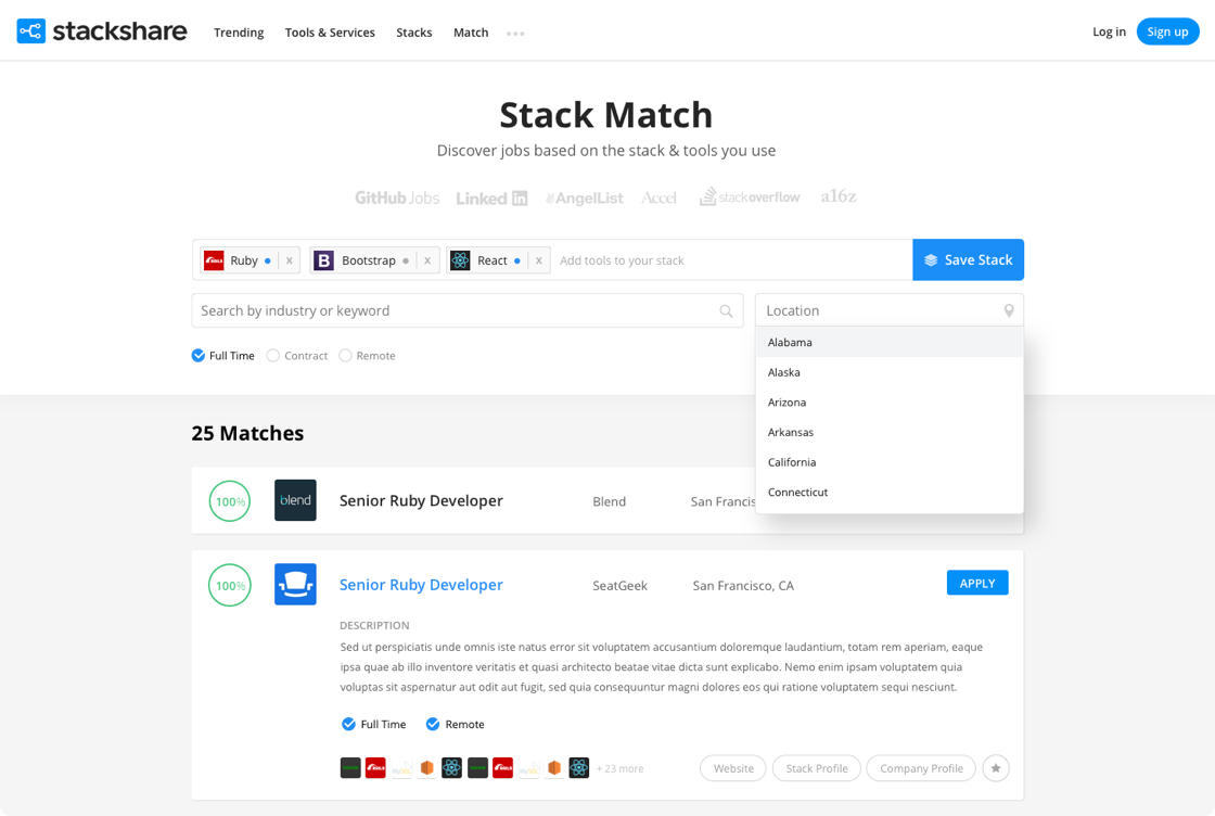 StackShare — Stack-match job platform for engineers